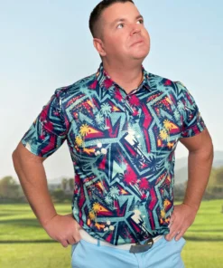 Stroke Play Golf Apparel Electric Palms Men's Golf Polo -Golf Clubs Store ElectricPalm1 scaled