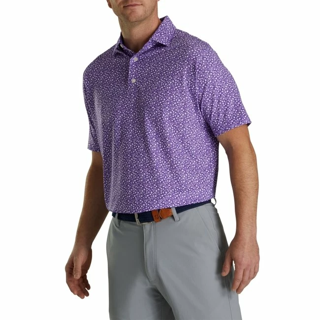 FootJoy Lisle Tossed Tulips Self Collar 2 FootJoy Lisle Tossed Tulips Self Collar - Image 2