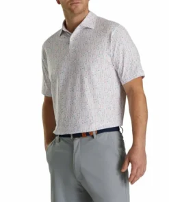 FootJoy Lisle Glass Print Self Collar -Golf Clubs Store FJ 28470 02 550683