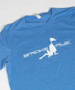 Stroke Play Golf Apparel Stroke Play Men's T-Shirt -Golf Clubs Store Stroke Play logo tshirt t logo blue cotton poly