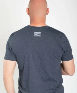 Stroke Play Golf Apparel Stroke Play Circle Men's T-Shirt -Golf Clubs Store Stroke Play navy circle tshirt t logo grey cotton poly back