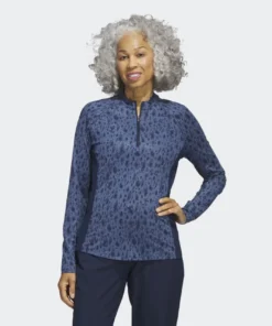 Adidas Ultimate365 Printed 1/4-Zip Mock-Neck Golf Polo Shirt 7 Adidas Ultimate365 Printed 1/4-Zip Mock-Neck Golf Polo Shirt -Golf Clubs Store Ultimate365 Printed 1 4 Zip Mock Neck Golf Polo Shirt Blue HN5827 21 model