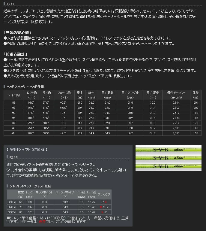 SYB Golf W422V Fairway Wood 4 SYB Golf W422V Fairway Wood - Image 4